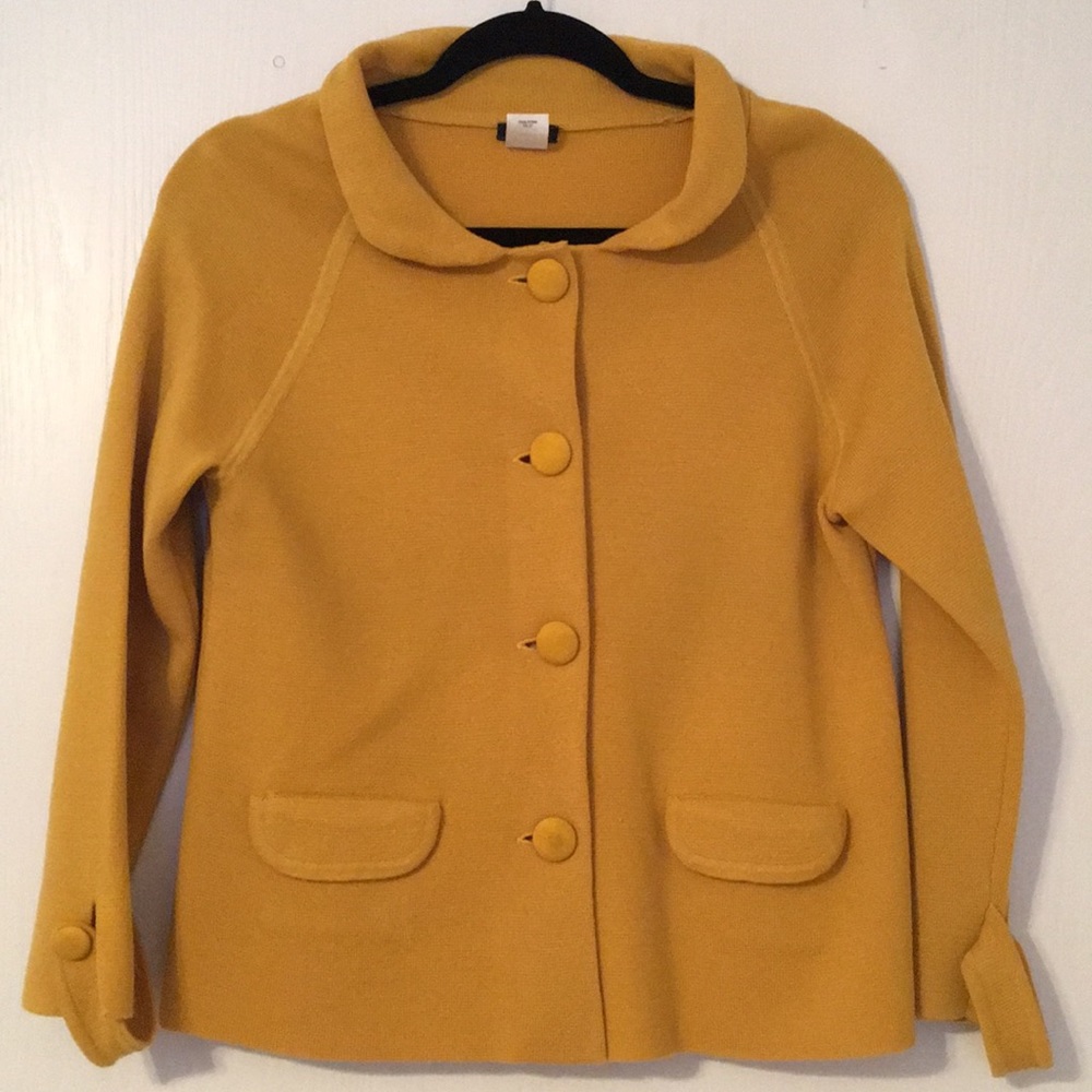 J. Crew peterpan collard mustard cardigan sweater